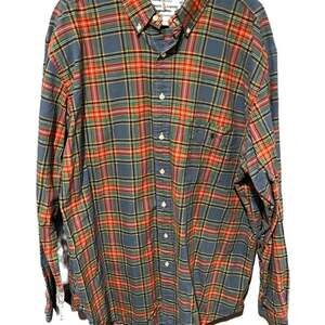 Ralph Lauren Mens Blue Multi-Color Plaid Khaki Trim Button-Up Shirt size 2XLT